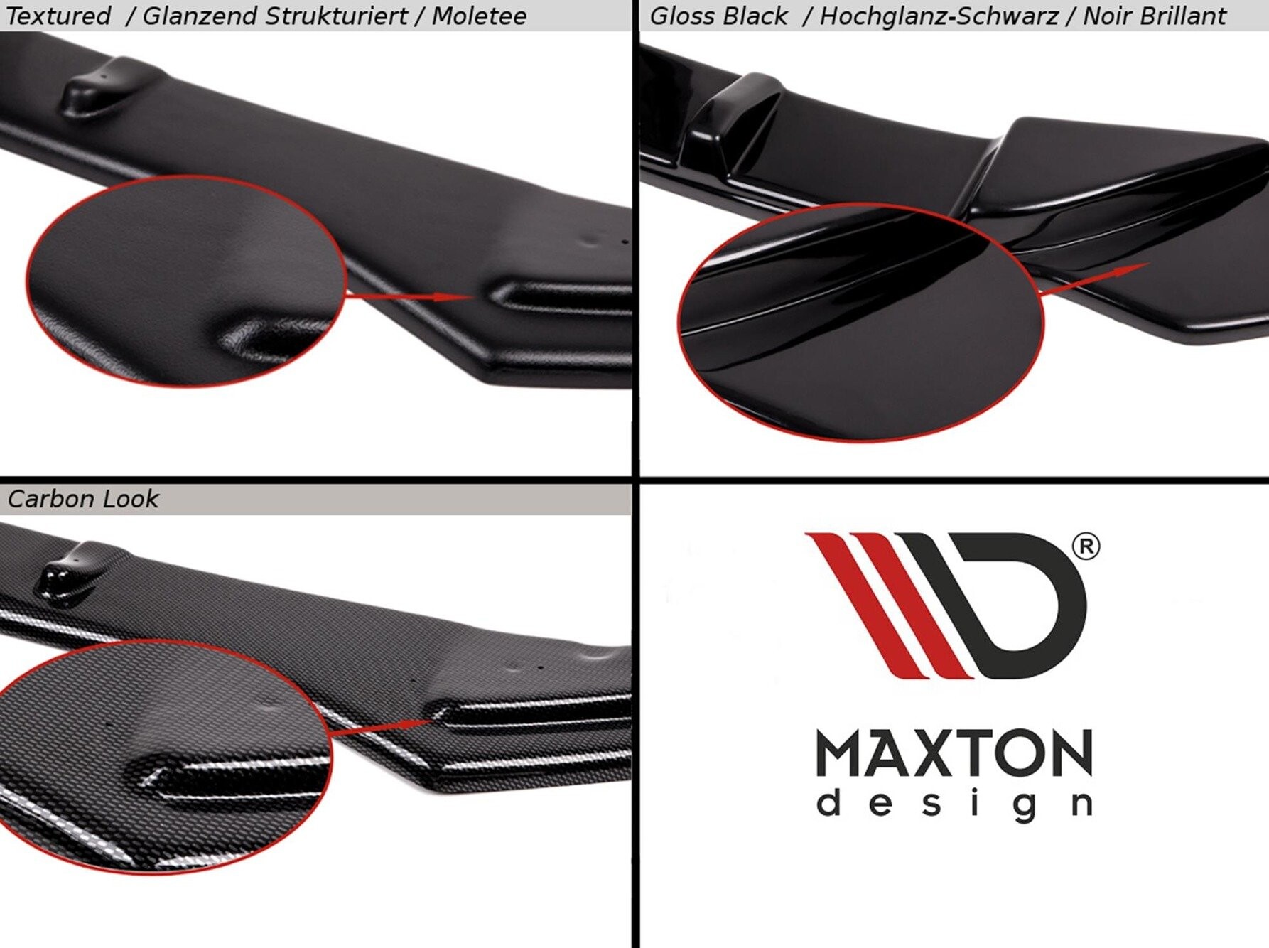 Maxton Design Front Ansatz für V.9 VW Golf 7 R / R-Line Facelift schwarz Hochglanz