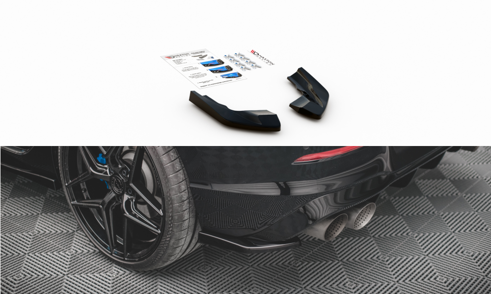 Maxton Design Heck Ansatz Flaps Diffusor V.2 für Volkswagen Golf R Mk8 schwarz Hochglanz