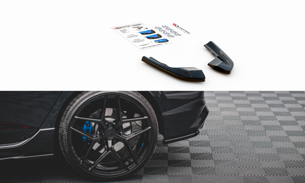 Maxton Design Heck Ansatz Flaps Diffusor V.1 für Volkswagen Golf R Mk8 schwarz Hochglanz